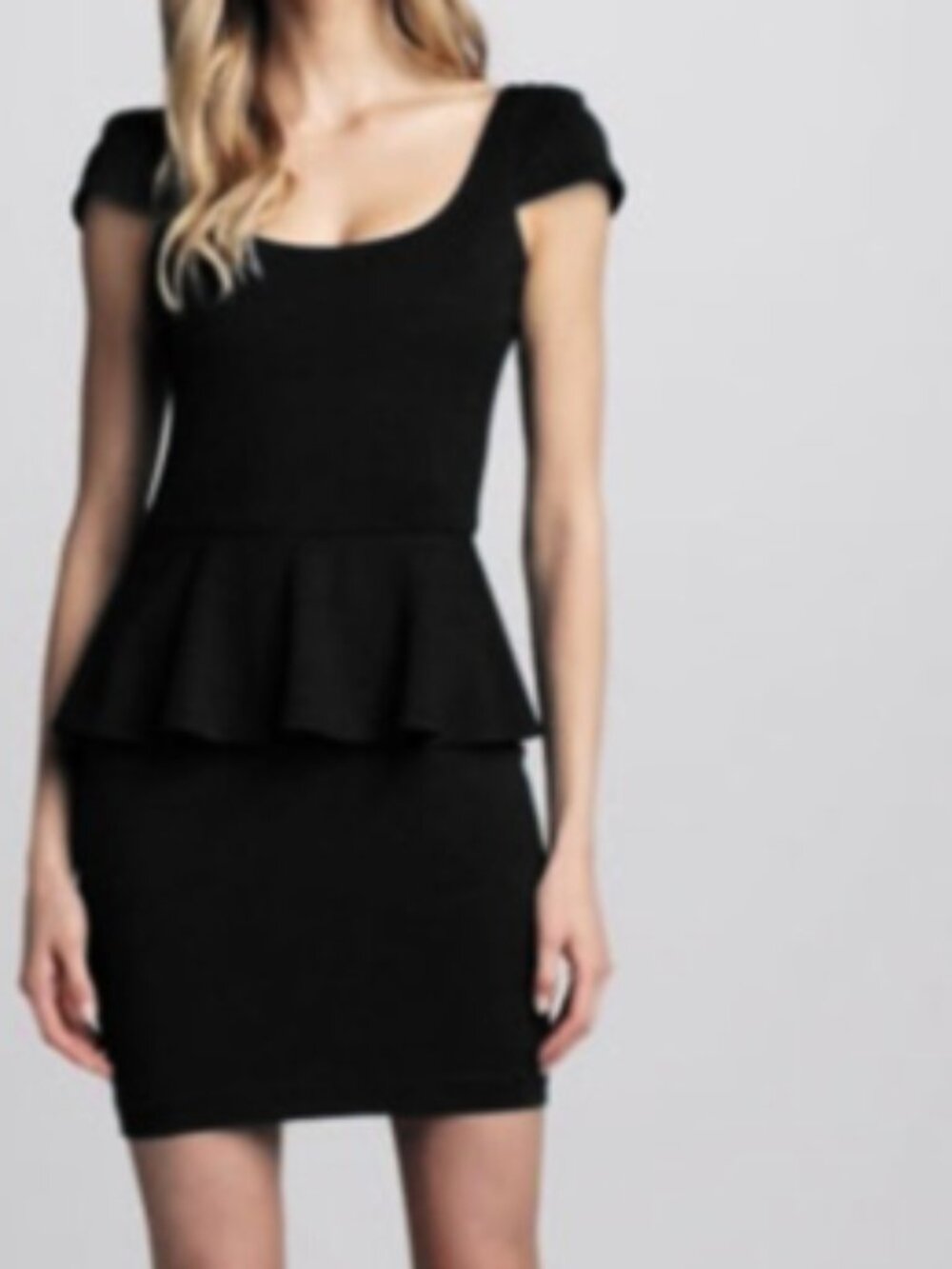 Amanda Uprichard Black Ponte Peplum Fitted Mini Dress
